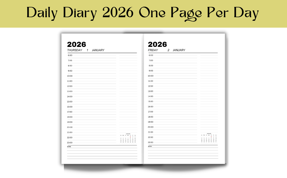 daily diary 2026 one page per day