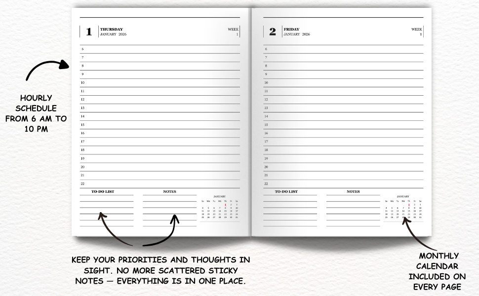 daily diary 2026 one page per day