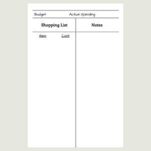 Shopping list journal on Amazon.