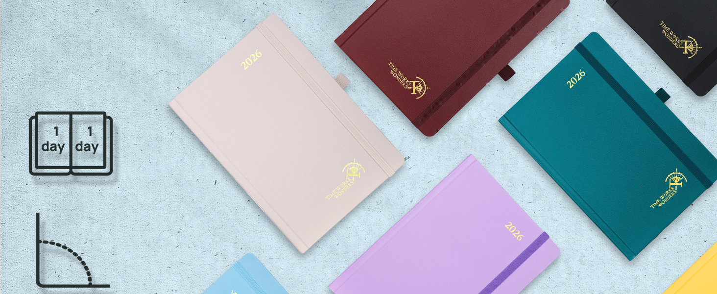 Array of passport-sized notebooks or covers in various colors including pink, teal, and burgundy, arranged on light surface.