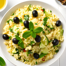 Couscous salad with olives and mint