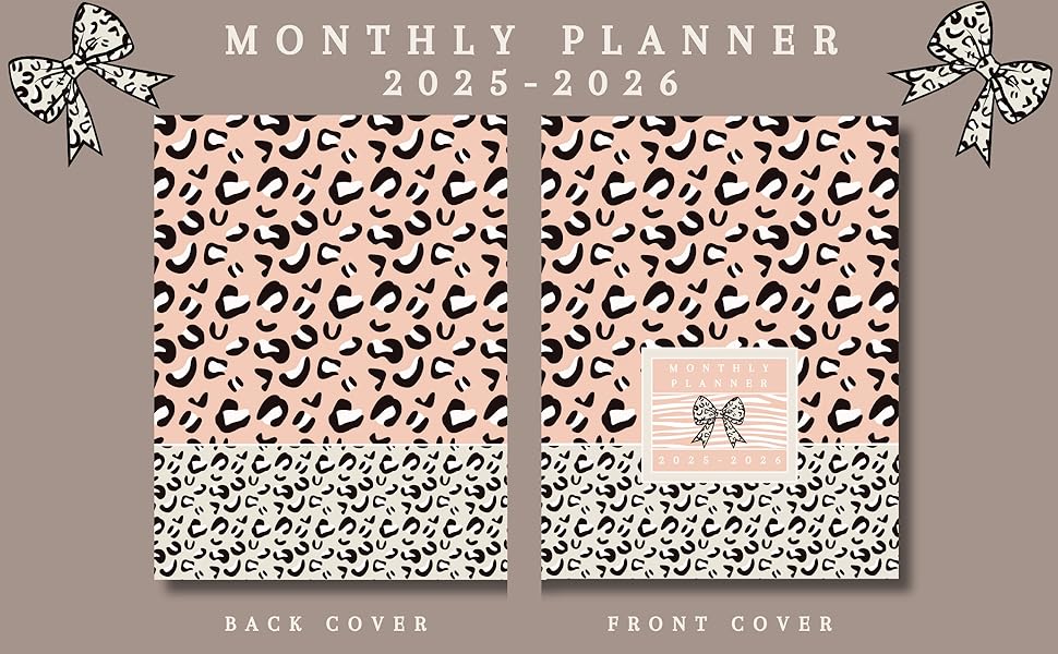 Image of the front and back cover of the "Leopard Print 2025-2026 Monthly Planner."