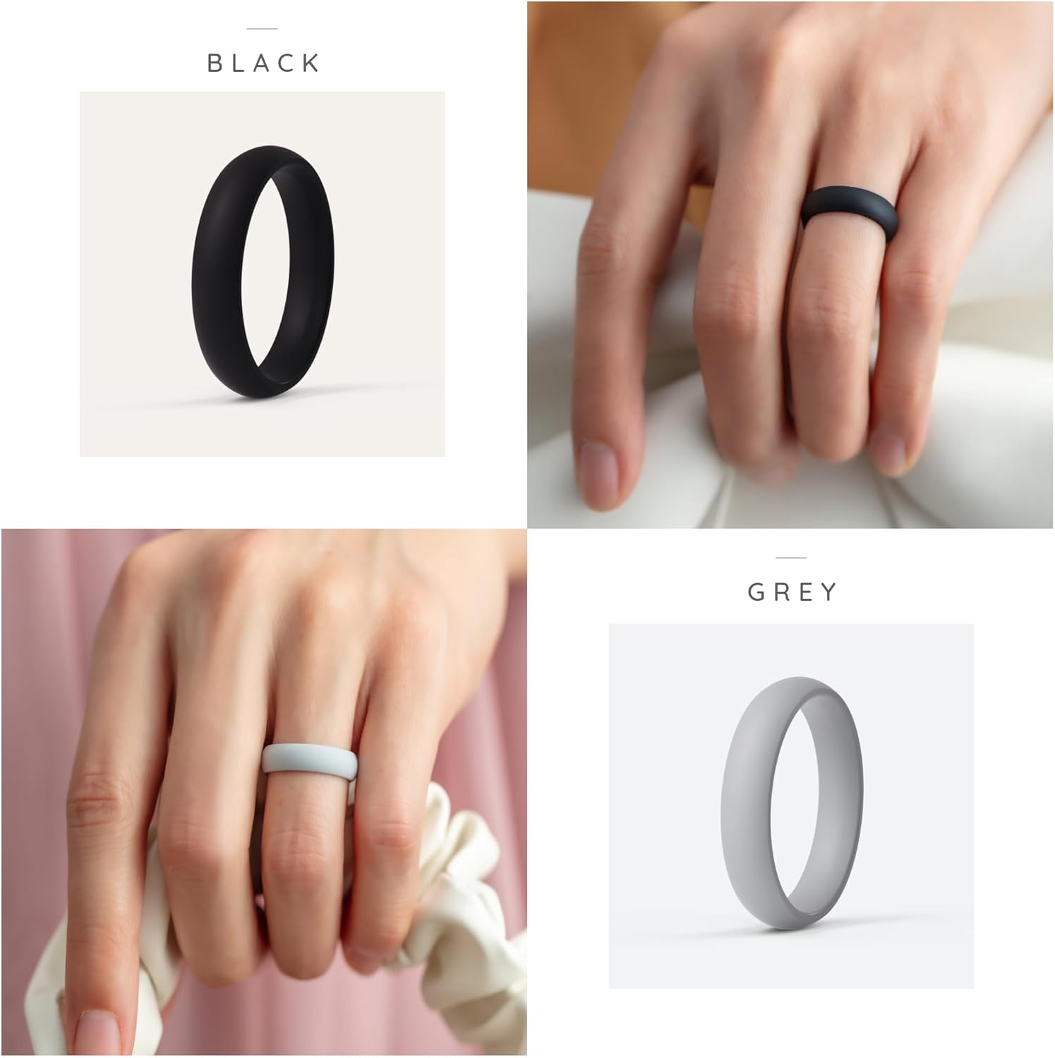 ThunderFit Silicone Anniversary Rings for Women, 5.5mm Wide, 2mm Thick, Wedding Rubber Bands, Variety Multipack 1-12 - Image 4