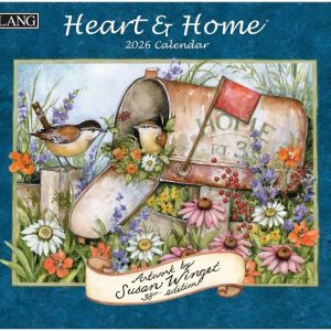 Lang Heart & Home 2026 Wall Calendar – 13.4? × 12?, 12-Month Calendar with Stapled Binding, Linen-Embossed Art by Susan Winget, Calm Home & Garden Imagery