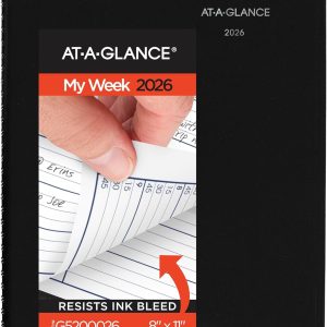 AT-A-GLANCE 2026 Appointment Book Planner, Weekly, 8" x 11", Large, Quarter-Hourly, DayMinder, Black (G5200026)