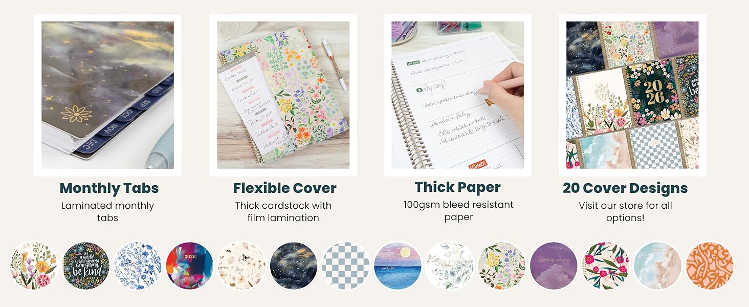 monthly tabs flexible cover thick paper 20 cover designs