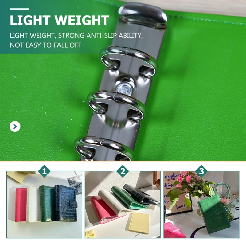 Parliky A6 Crocodile Texture Binder Notebook Portable Loose Leaf Journal Cover 6 Rings Cash Budget Planner for Office and School - Image 2