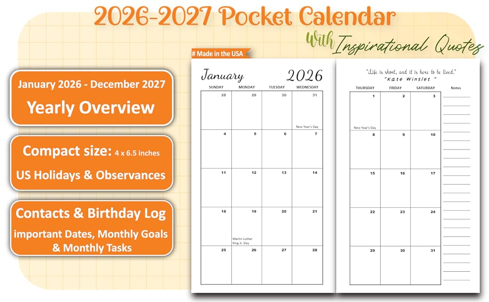 Pocket Calendar 2026-2027