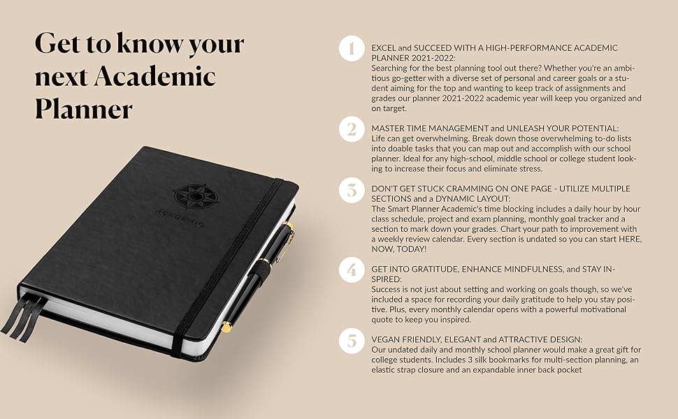 academic planner, smart planner, undated planner