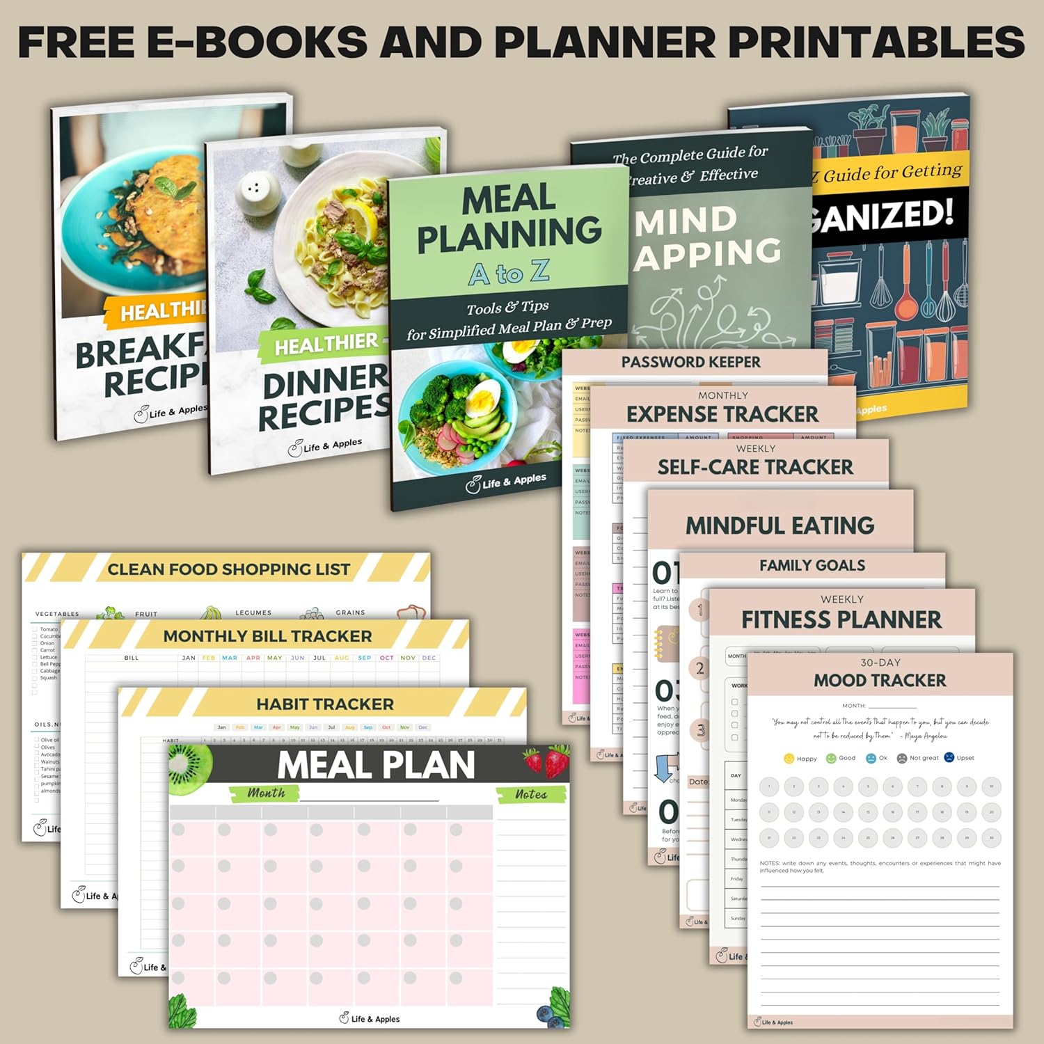 Life & Apples Meal Planner with Grocery List – Undated Weekly Menu & Meal Prep Notebook for Women & Men, Healthy Eating & Weight Loss Planner, 52-Week Spiral Bound Journal, Rose Gold - Image 8