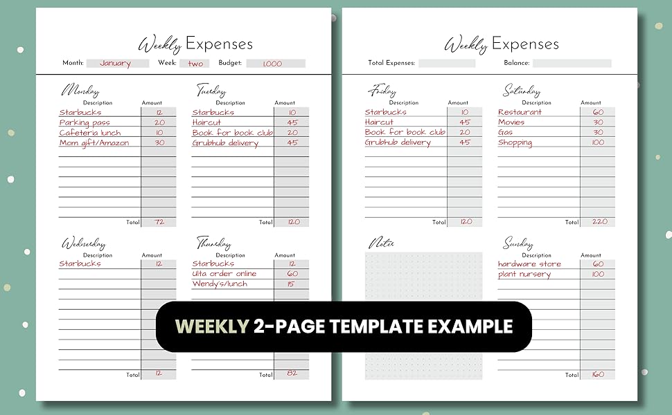 weekly 2-page template example