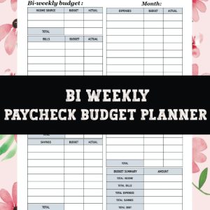 Bi Weekly Paycheck Budget Planner: Take control of your finances with a bi-weekly budget. Set up a plan that works for you, and track your expenses so you'll always know where your money is going.
