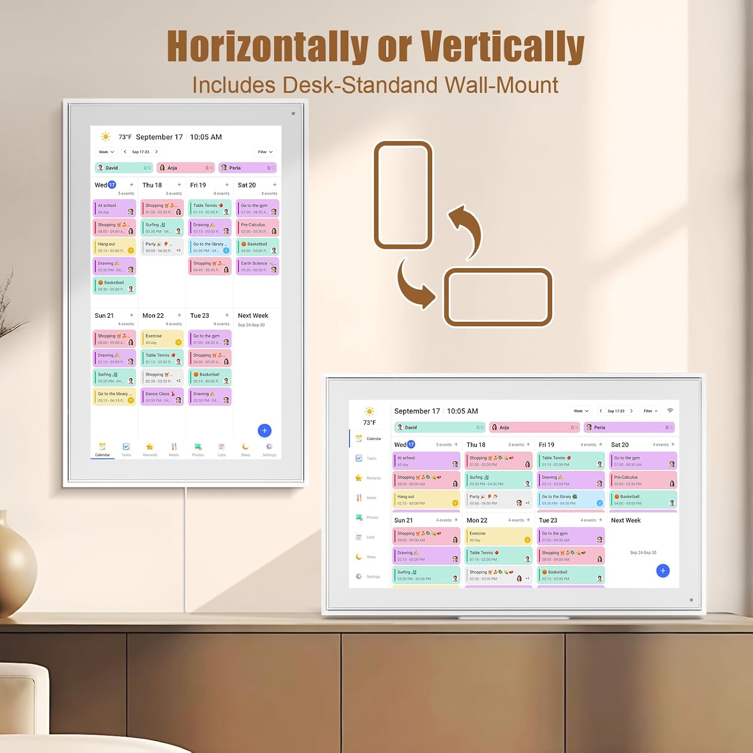 Smart Digital Calendar: 21.5-Inch Electronic Wall Calendars & Chore Chart, Full HD Interactive Touchscreen Display for Family Schedules Planner,Seamless Scheduling/Organizing-Wall/Desk Mountable - Image 7