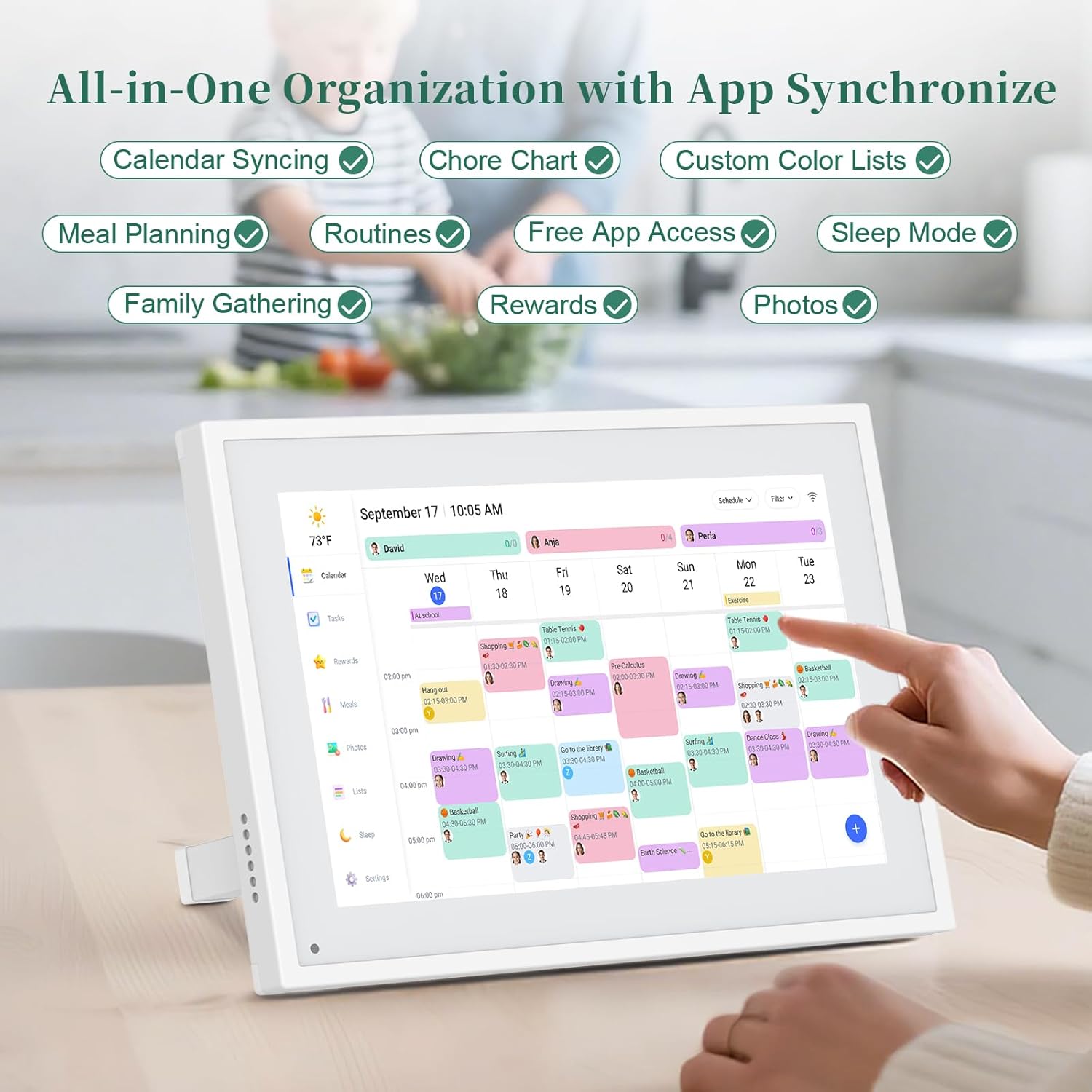 Smart Digital Calendar, 10.1" HD Smart Touch Screen Home Interactive Electron Calender WiFi Planner,Meal Schedule, Duty Chart,Achievement Rewards- Built-in Digital Photo Frame Function - Image 2