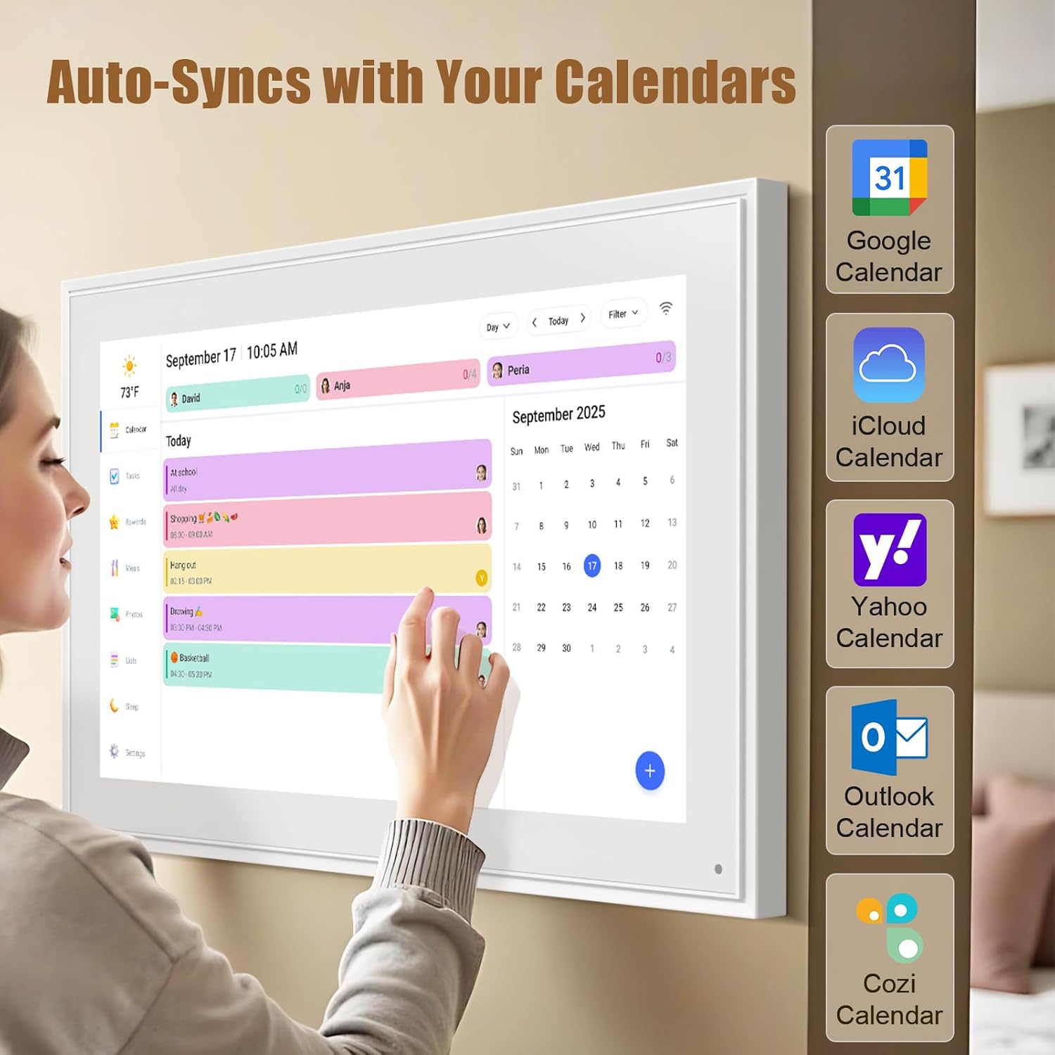 Smart Digital Calendar: 21.5-Inch Electronic Wall Calendars & Chore Chart, Full HD Interactive Touchscreen Display for Family Schedules Planner,Seamless Scheduling/Organizing-Wall/Desk Mountable - Image 2