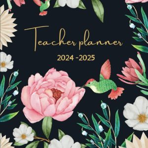 Teacher Planner - Academic Year Lesson Plan, Attendance & Grade Record Book With Bloom Cover Design: Daily Schedule, Monthly Calendar, Weekly Lesson ... Year at a glance, Grades and Attendance Log