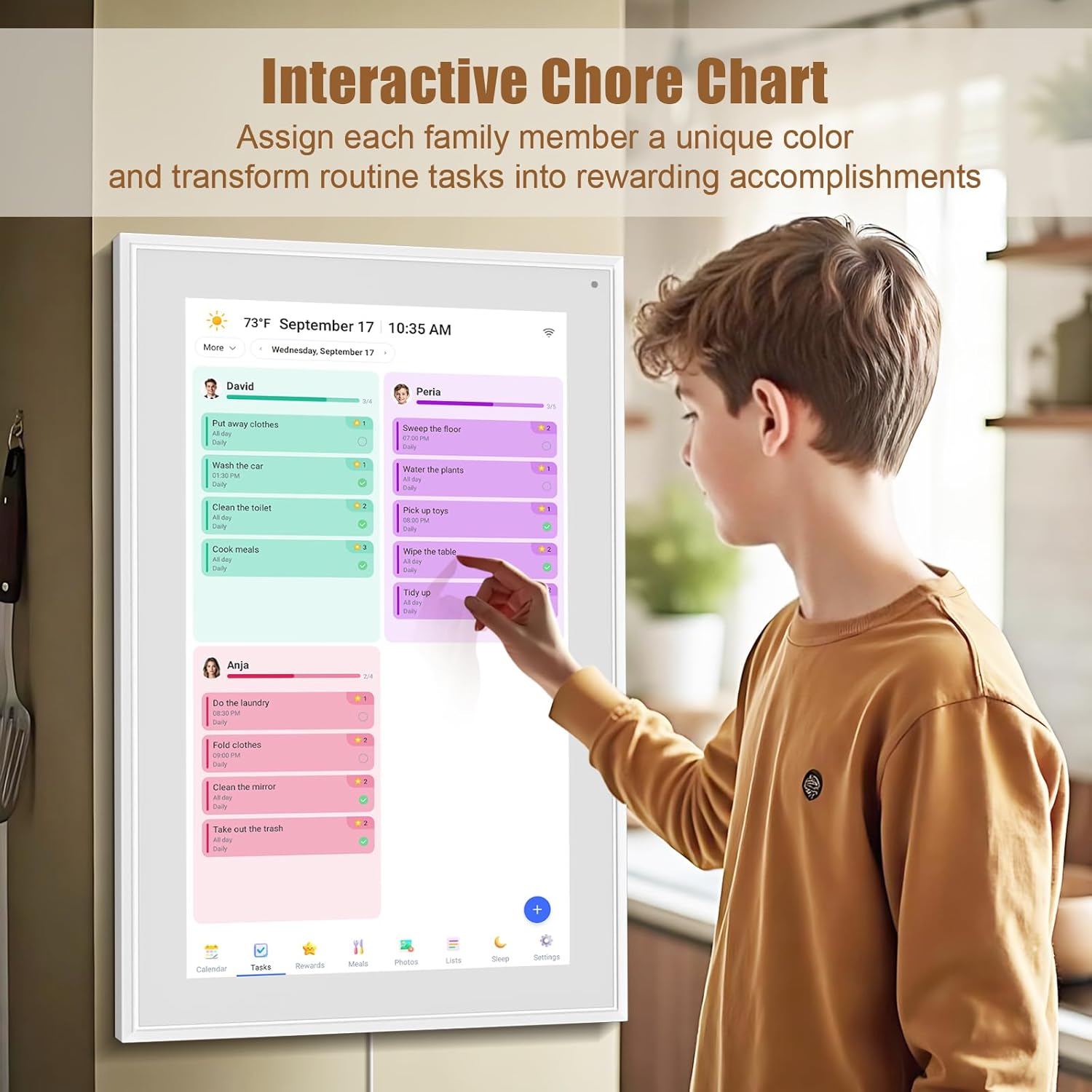 Smart Digital Calendar: 21.5-Inch Electronic Wall Calendars & Chore Chart, Full HD Interactive Touchscreen Display for Family Schedules Planner,Seamless Scheduling/Organizing-Wall/Desk Mountable - Image 4