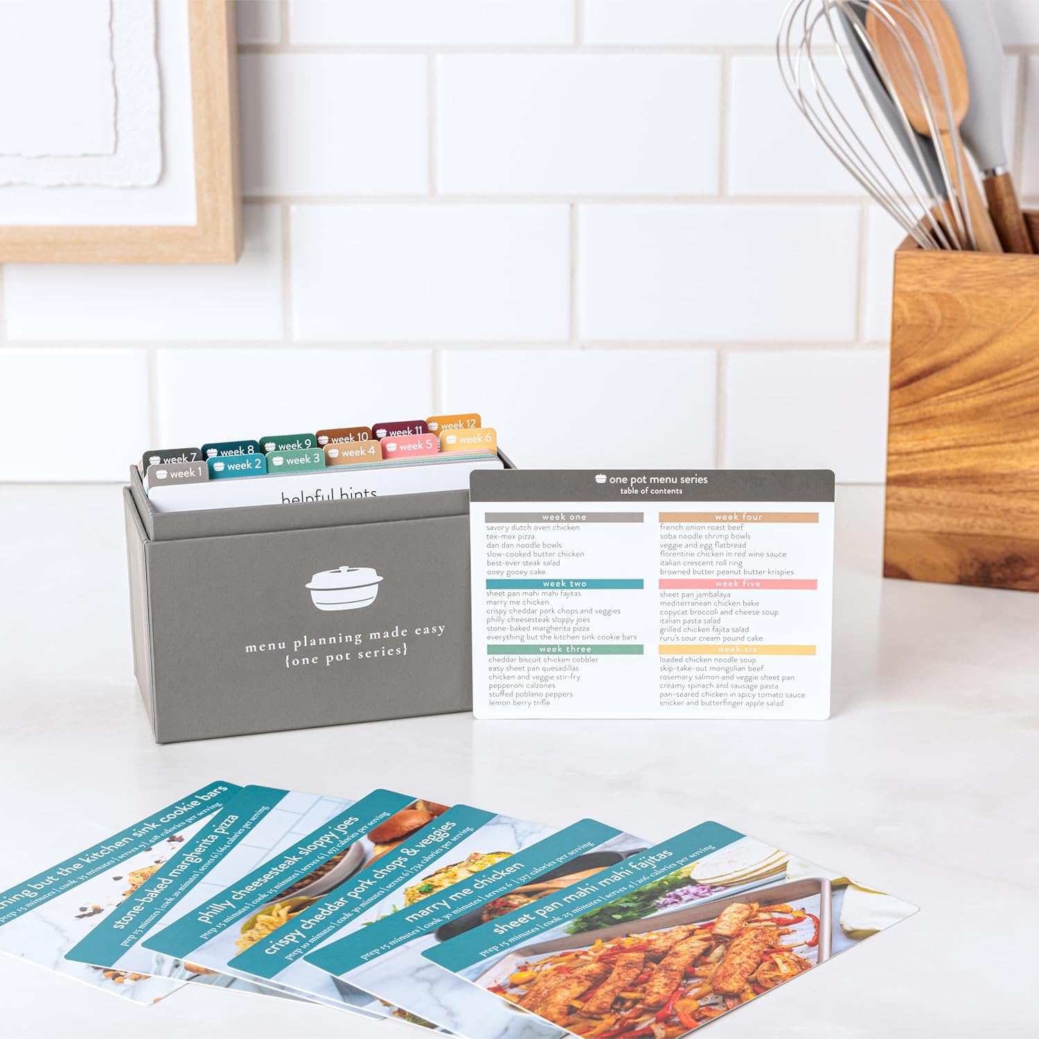 PPP One Pot Meal Planner with 72 Recipe Cards (Photo Edition) - Weekly Menu Plans | Sturdy Recipe Box | 12 Reusable Grocery Shopping Lists | 5 Blank Recipe Cards | Recipe Card Protector | Recipe Ideas - Image 9