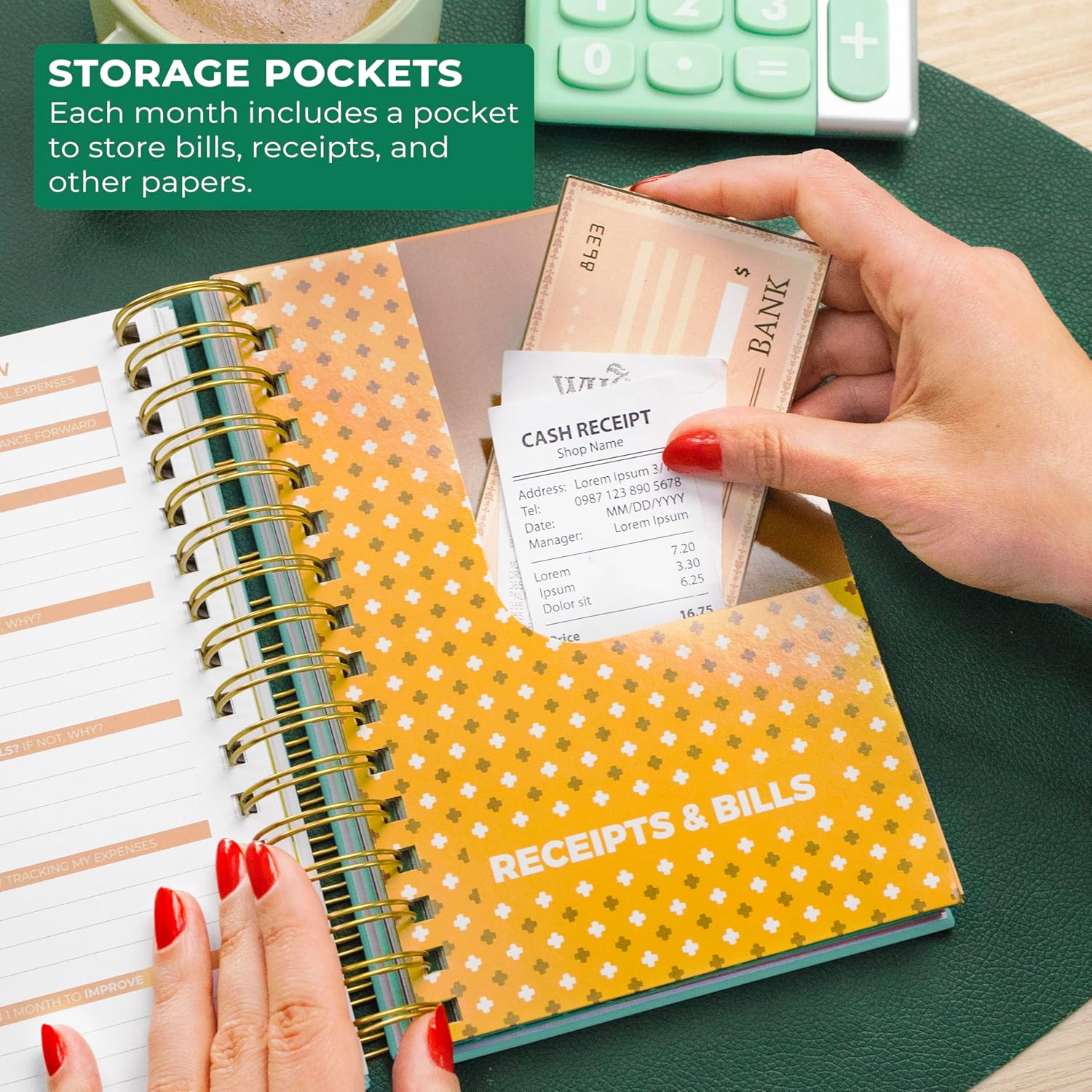 Clever Fox Budget Planner & Monthly Bill Organizer With Pockets. Expense Tracker, Budgeting Journal & Financial Book. Medium, 5.1x8.2" (Turquoise) - Image 7