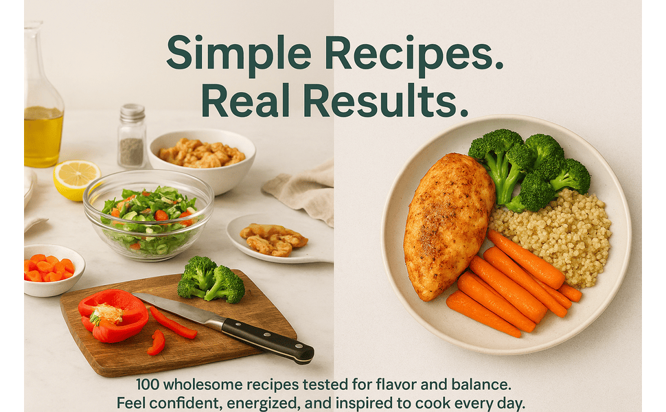 Clean balanced meal on plate symbolizing simple cooking and real health results