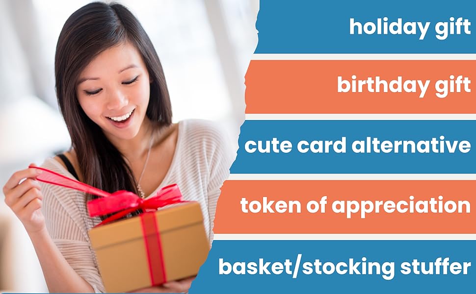 holiday and birthday gift, cute card alternative, basket stuffer