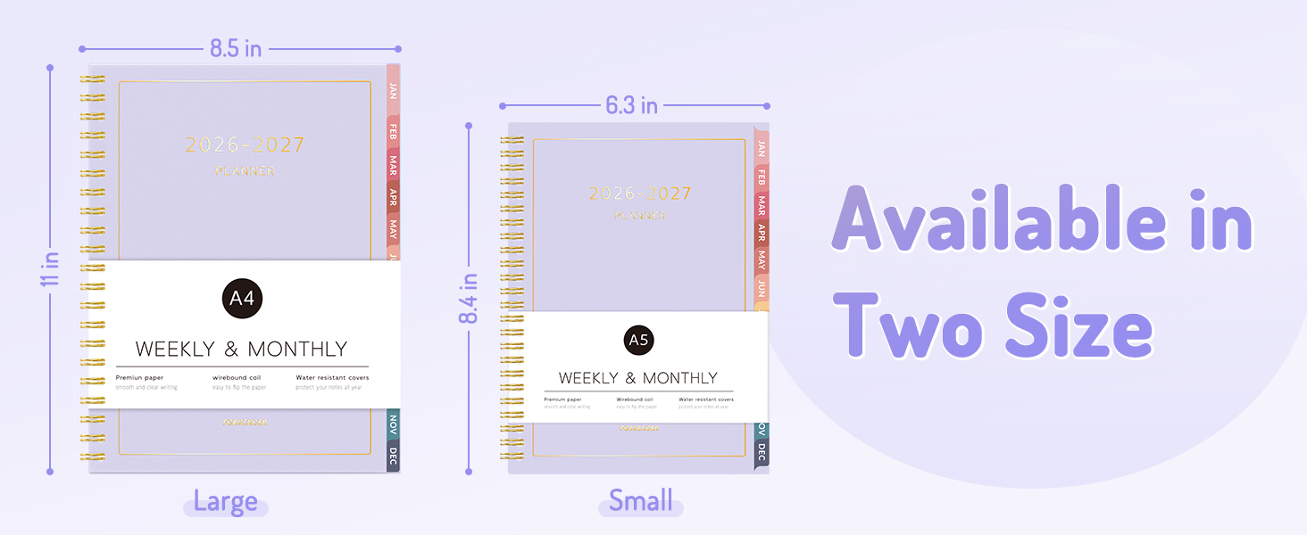 agenda book planner 2026-2027 A4 size 8.5 inch *11 inch