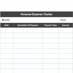 Daily expense tracker for 2026 budget with payment type and amount columns.