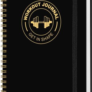 Workout & Fitness Journal for Woman Man，8.5" x 6" Daily Exercise Log Notebook Personal Health Meal Planner for Weight Loss Gym Muscle Gain Workout Notepad Essentials Wellness Log, Black
