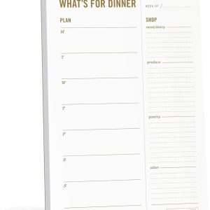 Meal Planning Notepad - What's for Dinner Weekly Meal Planner and Grocery List Magnet Pad with Tear-Off Shopping List - Family Dinner Menu for Fridge & Meal Prep - 6x9” - 50 Sheets