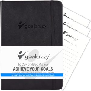 Undated Planner – 90 Day Guided Journal & Productivity Organizer, A5 Daily & Weekly Planner 2025 2026 with Goal Setting, Habit Tracker, To Do List, Academic & Work Calendar, Leather Hardcover - Black