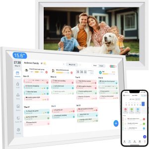 Digital Calendar 15.6" Wall Touch Screen Planner Electronic Calendar & Chore Chart, Smart Calendars Interactive Display for Family Organize Routines Schedules Meal Planner with Digital Picture Frame