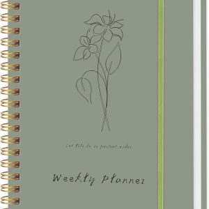 Undated Weekly Planner with Metal Corner Hardcover Notebook , A5 Size Journal with To Do List Planner, Habit Tracker,Weekly Goals for ADHD,Student, Office, Women, Men ,Gifts,6 x 8 inches,Spiral Bindding ,Green