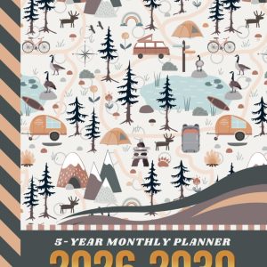 5-Year Monthly Planner 2026-2030: Dated Large / 60 Month Agenda / With Notes Pages - To Do List / Camp Camper Camping Pattern - RV Road Trip Travel Cover Design