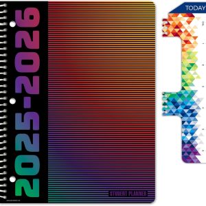 Global Datebooks Dated Middle School or High School Student Planner for Academic Year 2025-2026 Includes Ruler/Bookmark and Planning Stickers (Matrix Style - 8.5"x11" - Spectrum)