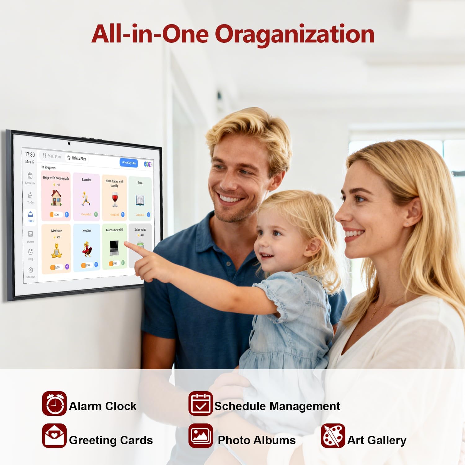 10.1 Inch Digital Calendar – HD Touchscreen Family Smart Calendar Electronic with Chore Chart & Meal Planner, Interactive Display for Family Schedules for Wall Display - Image 3