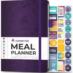 Clever Fox Weekly Meal Planner - Weekly & Daily Meal Prep Journal with Shopping and Grocery Lists for Menu Planning, Healthy Diet & Weight Loss Tracking, Lasts 1 Year, Undated, A5 - Purple