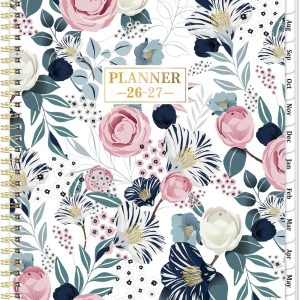 Planner 2026-2027 - Academic Planner 2026-2027, Jul. 2026 - Jun. 2027, Weekly and Monthly with Tabs, 26-27 Calendar Planner, 9" x 11", Back Pocket + Thick Paper + Twin-Wire Binding - Petunia