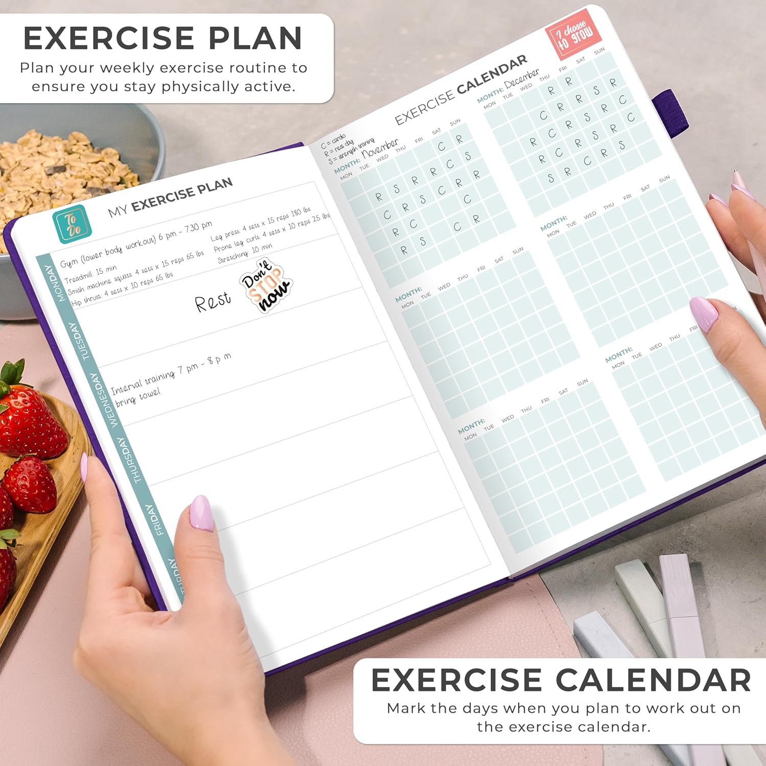 Clever Fox Weekly Meal Planner - Weekly & Daily Meal Prep Journal with Shopping and Grocery Lists for Menu Planning, Healthy Diet & Weight Loss Tracking, Lasts 1 Year, Undated, A5 - Purple - Image 5