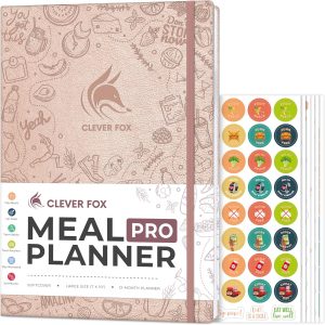 Clever Fox Meal Planner PRO – Weekly Meal Prep Journal with Grocery List & Weigh Loss Tracker – Diet, Fitness & Welness Log Book – Nutrition Diary Notebook – Lasts 12 Months, 7x10” (Rose Gold)