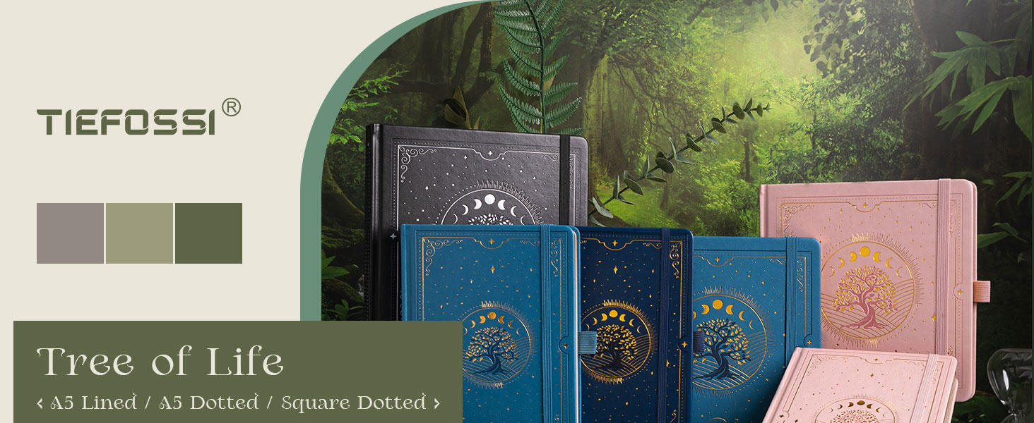 Text reads 'TIEFOSSI'. Website or app interface displaying a nature-themed design with forest imagery and green color palette navigation elements.