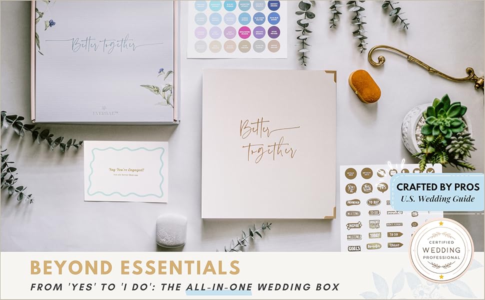 3-Ring Bound Wedding Binder with Large Pockets, Dividers, Countdown from Pre-wedding to Honeymoon