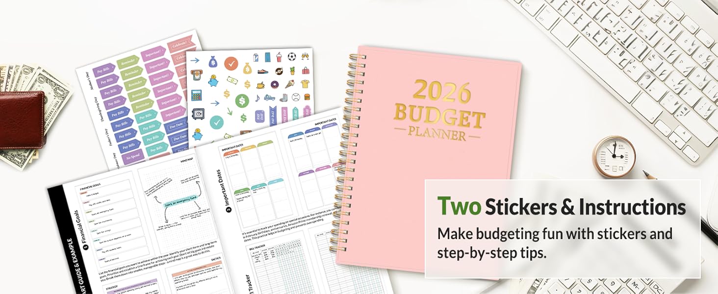 2026 Budget Planner - Monthly Budget Book from JAN 2026 - DEC 2026 with Expense Tracker Notebook