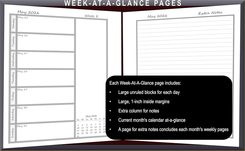 Week at a Glance Pages for the Opera Lover&amp;amp;#39;s 2025-2026 Planner