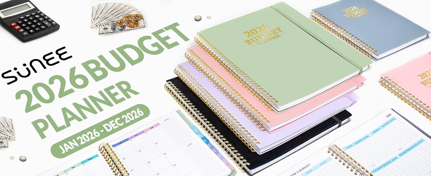 2026 Budget Planner - Monthly Budget Book from JAN 2026 - DEC 2026 with Expense Tracker Notebook