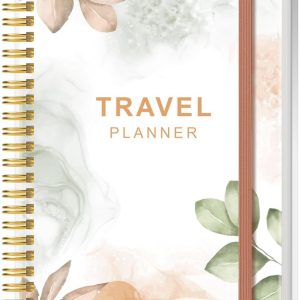 Travel Journal for Women & Men, Vacation & Road Trip Planner Organizer, Travel Notebook for 6 Trips, Trip Planner Gift to Record Memories and Adventures from Special Trips, 5.8" x 8.5", Rose Leaf