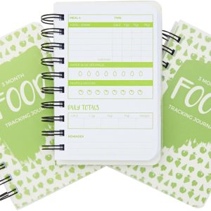 Paper Junkie Calorie Tracker Journal - Pocket Food Diary for Meal Logging - Calorie & Protein Tracker for Weight Loss - Spiral-Bound 3-Month Food Journal - 5.7 x 3.6 in, Soft Cover, Pack of 3
