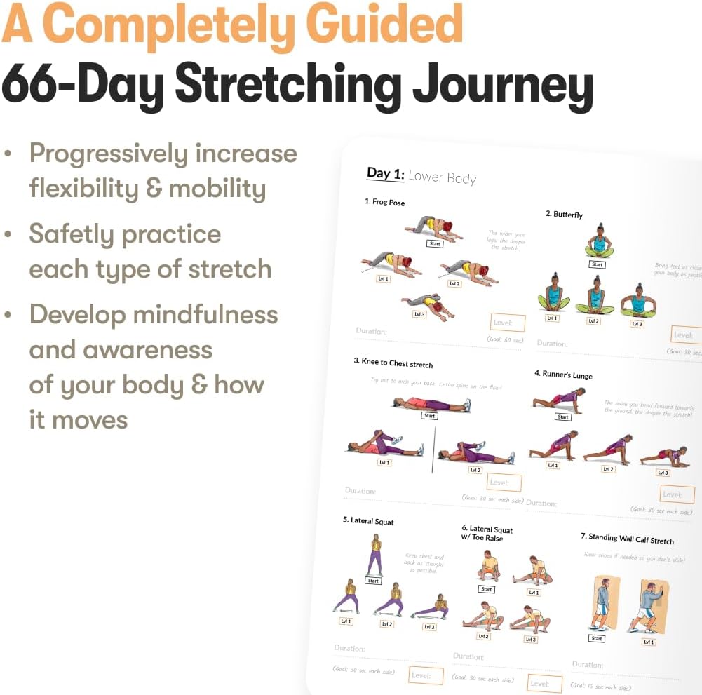 The Stretching Sidekick Journal by Habit Nest. Guided Stretching Routines to Keep You Flexible, Energized, and Live Comfortably. 66 Stretching Routines that only take 15-20 mins a day. Turn Motivation to Results in 66 days with Habit Nest. (First Edition) - Image 3