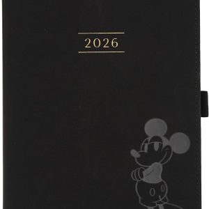 Happy Planner Disney Mickey 12-Month Undated Planner, Embossed Vegan Leather, Small Size, 6" x 8.5", Vertical Layout, Obsidian