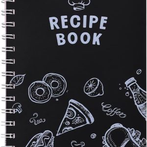 icceemee Meal Planning Notepad - Blank recipe notebook to write your own recipes, full page hardcover personalized cookbook with food stickers included