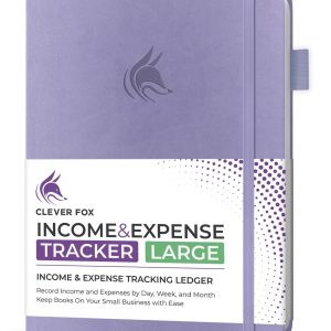 Clever Fox Income & Expense Tracker Large – Accounting & Bookkeeping Ledger Book for Small Business – 2-Year Record Notebook, A4 (Lavender)